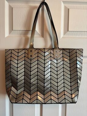 Patrizia Luca Gold and Black Chevron Shopper Tote